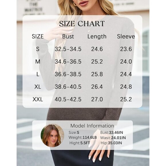 Women's Wool Blend Crew Neck Sweater Fall Casual Long Sleeve Pullover - Picture 7 of 8